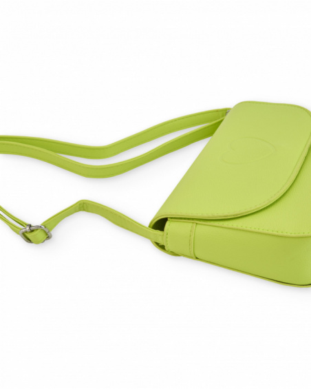 Girls’ lime green shoulder bag with heart detail