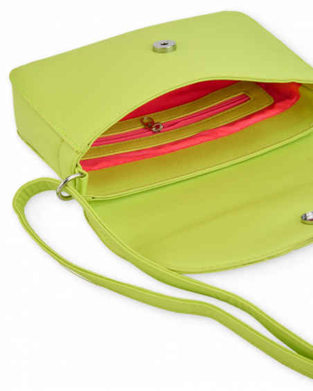 Girls’ lime green shoulder bag with heart detail