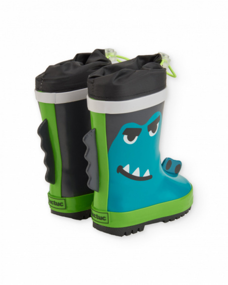 Boys’ blue rain boots with monster design
