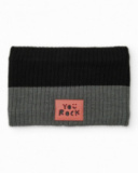 Boys’ knitted neck warmer in black and grey with decorative detail