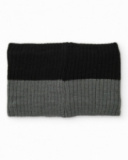 Boys’ knitted neck warmer in black and grey with decorative detail