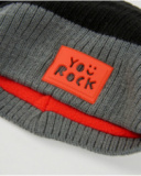 Boys’ knitted neck warmer in black and grey with decorative detail