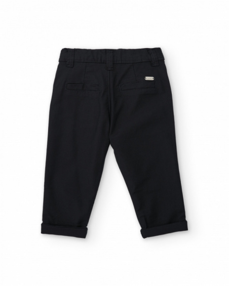 Boys’ black trousers with pockets and turn-up hem