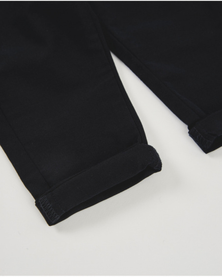 Boys’ black trousers with pockets and turn-up hem