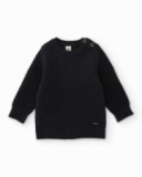 Boys’ navy blue knitted sweater with shoulder buttons