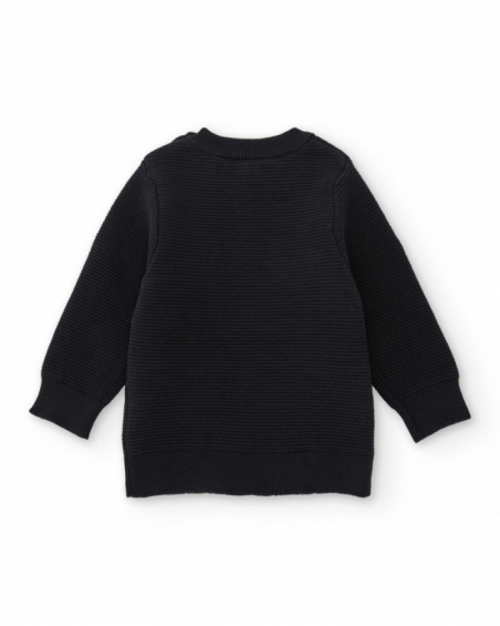 Boys’ navy blue knitted sweater with shoulder buttons