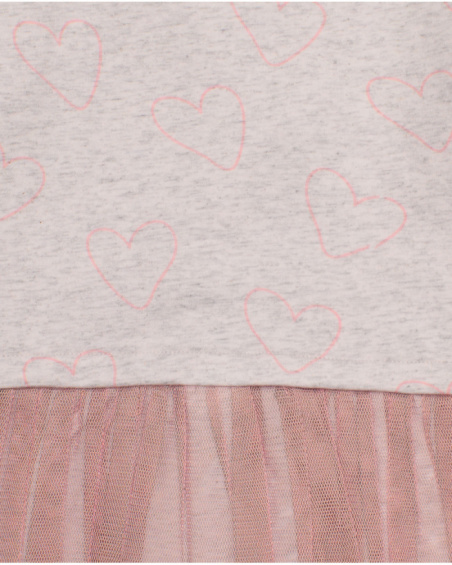 Baby girl long-sleeve dress with hearts and pink tulle skirt