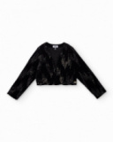 Girls’ short black velvet jacket with sequin details