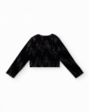 Girls’ short black velvet jacket with sequin details