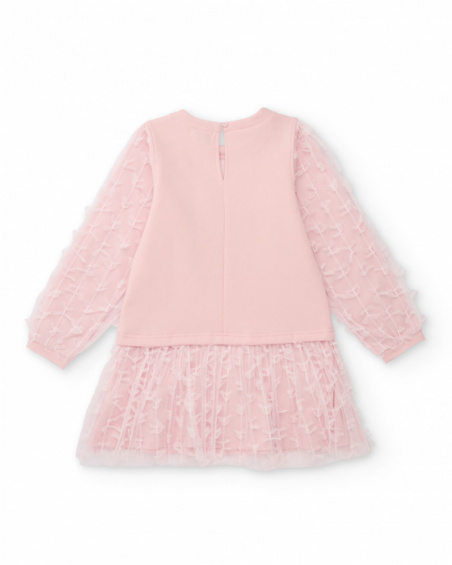 Girls’ pink tulle dress with glitter slogan
