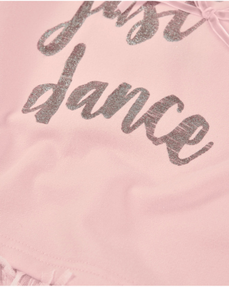 Girls’ pink tulle dress with glitter slogan