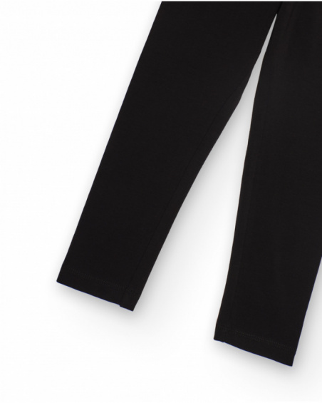 Black leggings for girls with elastic waistband