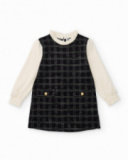 Girls’ checkered dress with contrast sleeves
