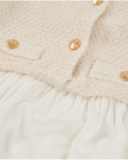 Girls’ cream dress with mock jacket detail