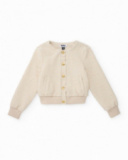 Girls’ cream knit jacket with gold buttons
