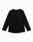 Black long-sleeve T-shirt for girls with gold print