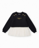 Girls’ black sweatshirt dress with white skirt