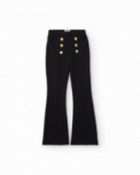 Girls’ black flared trousers with gold buttons