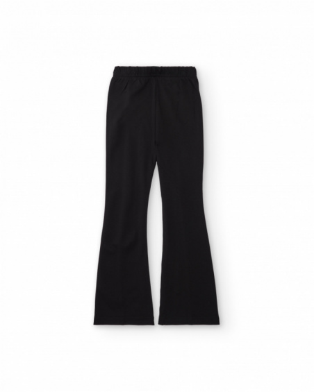 Girls’ black flared trousers with gold buttons