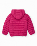 Girls' padded jacket in fuchsia with hood