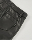 Girls’ black faux leather wide-leg trousers