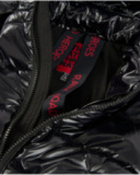 Boys’ long black padded coat with hood