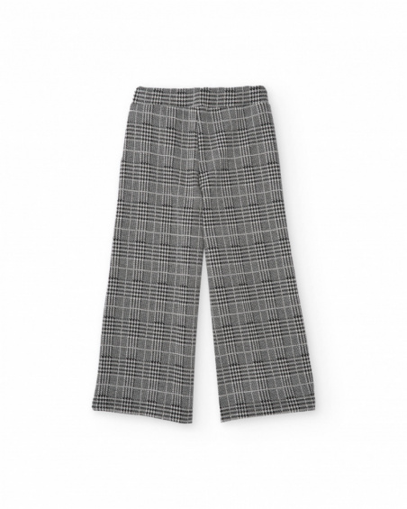 Girls’ check trousers in grey tones with a straight cut