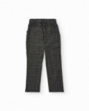 Boys’ grey checkered trousers with elastic waistband