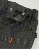 Boys’ grey checkered trousers with elastic waistband