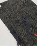 Boys’ grey checkered trousers with elastic waistband