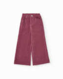 Girls’ wide-leg corduroy trousers in burgundy