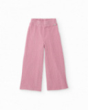 Girls’ long trousers in pink with cable knit and elastic waistband