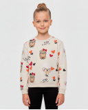 Ecru sweatshirt for girl with dog and heart print | tuc tuc UK