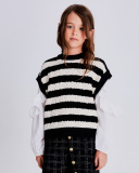 Girls’ striped knit vest in black and white | tuc tuc UK