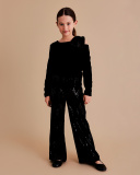 Girls’ black velvet trousers with sequins | tuc tuc UK