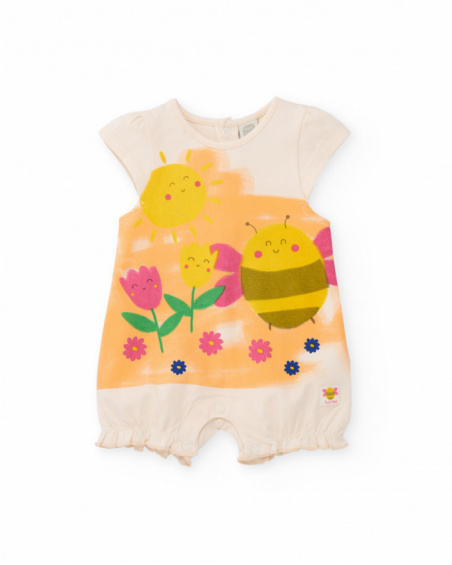 Knitted newborn romper with ruffle detail