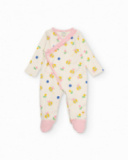 Knitted newborn romper with floral print