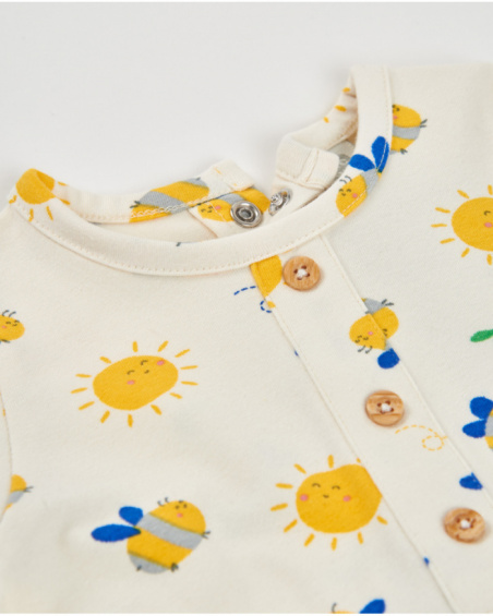 Knitted newborn romper with snap closure