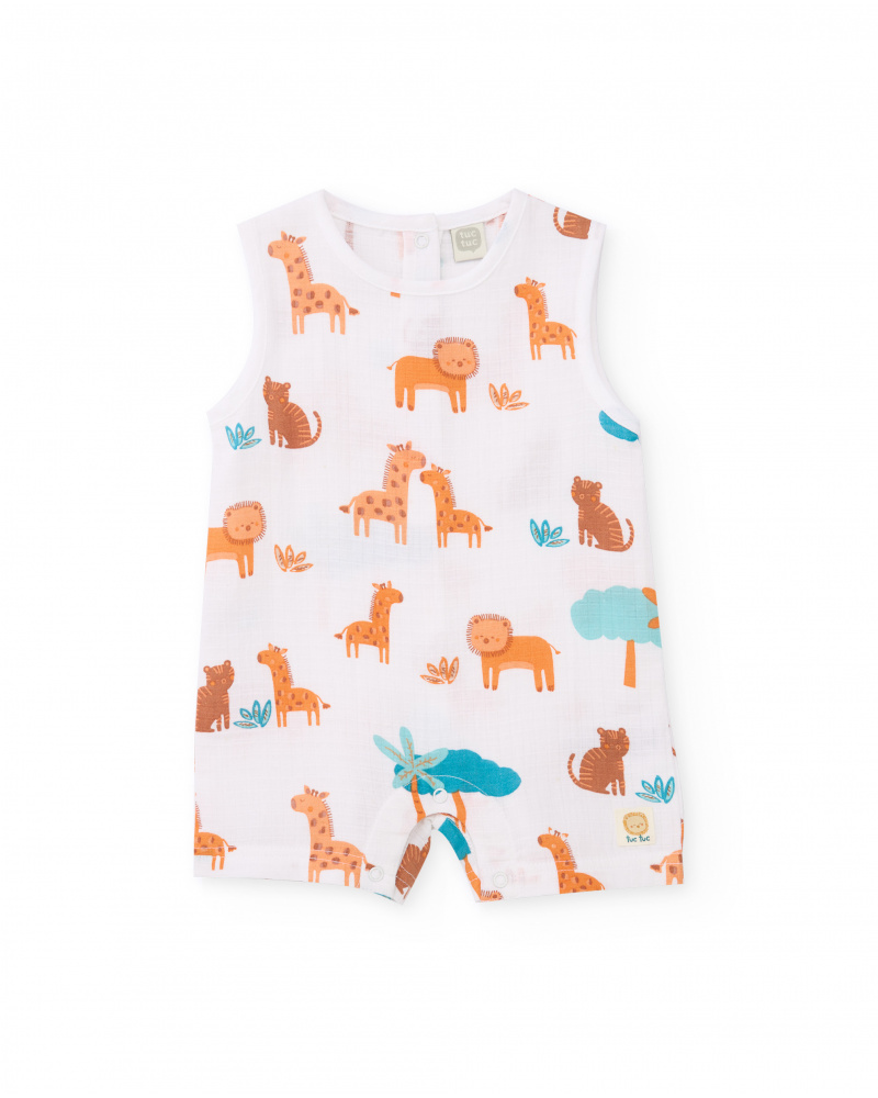 Knitted newborn dungarees with animal design