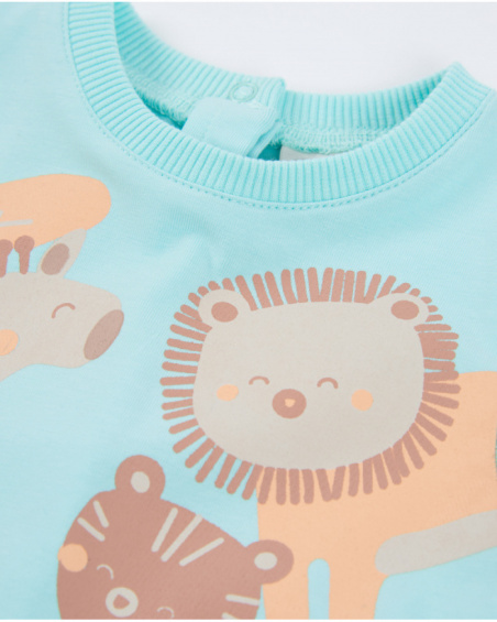 Knitted newborn dungarees with front print