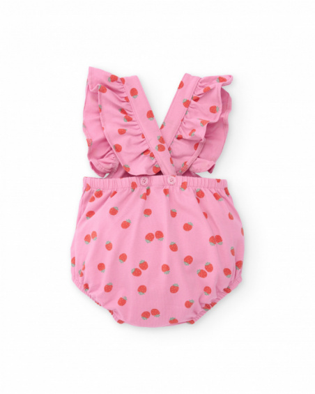 Knitted newborn dungarees with little strawberry print