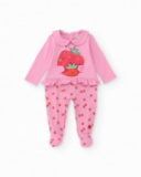 Knitted newborn romper with raised appliqués