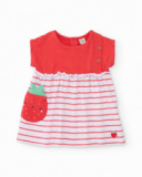 Knitted newborn dress with strawberry pocket