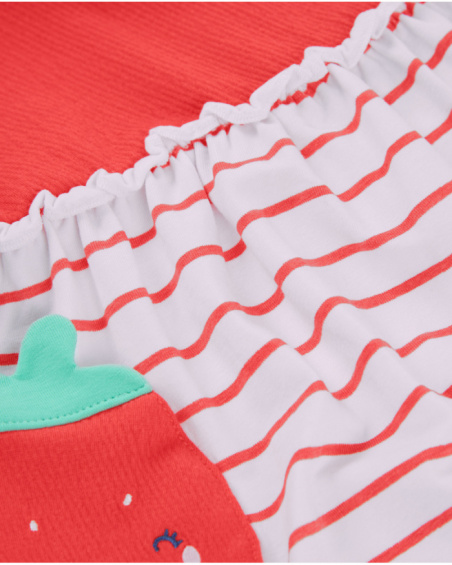 Knitted newborn dress with strawberry pocket