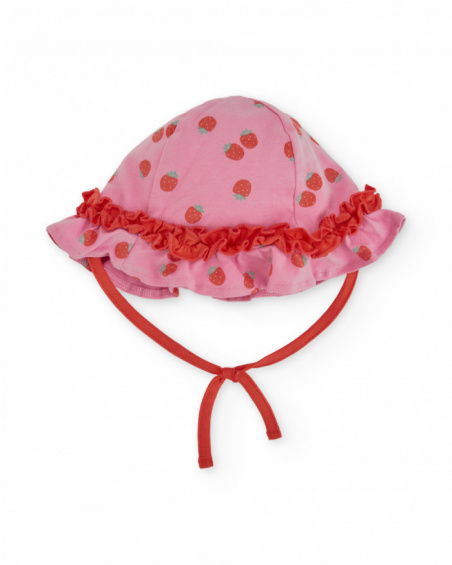 Knitted newborn hat with gathered ruffle