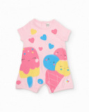 Knitted newborn romper with ice cream design