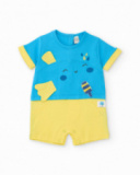 Newborn woven romper with fish design