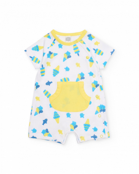 Knitted newborn romper with front pocket