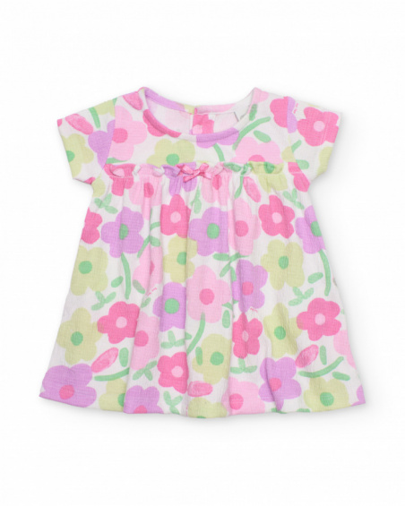 Knitted newborn dress with floral print