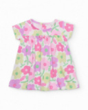 Knitted newborn dress with floral print